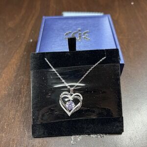CDE 925 Sterling Silver Heart Birthstone‎ Pendant Necklace "I Love You For… NIB